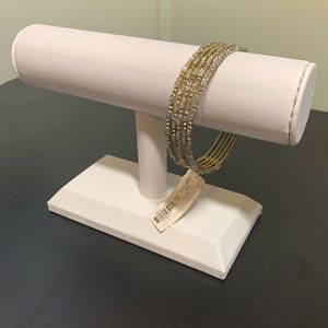 New York & Company Silver/Gold Crystal design Bangle Bracelets (5 tot.)